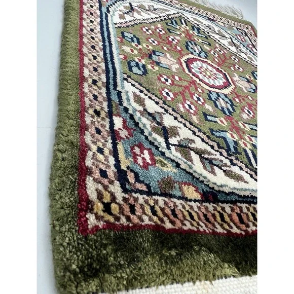 Miniature Hand-knotted Wool Afghani/Pakistani Carpet Sample Dollhouse 10"x12"rug - Picture 4 of 8
